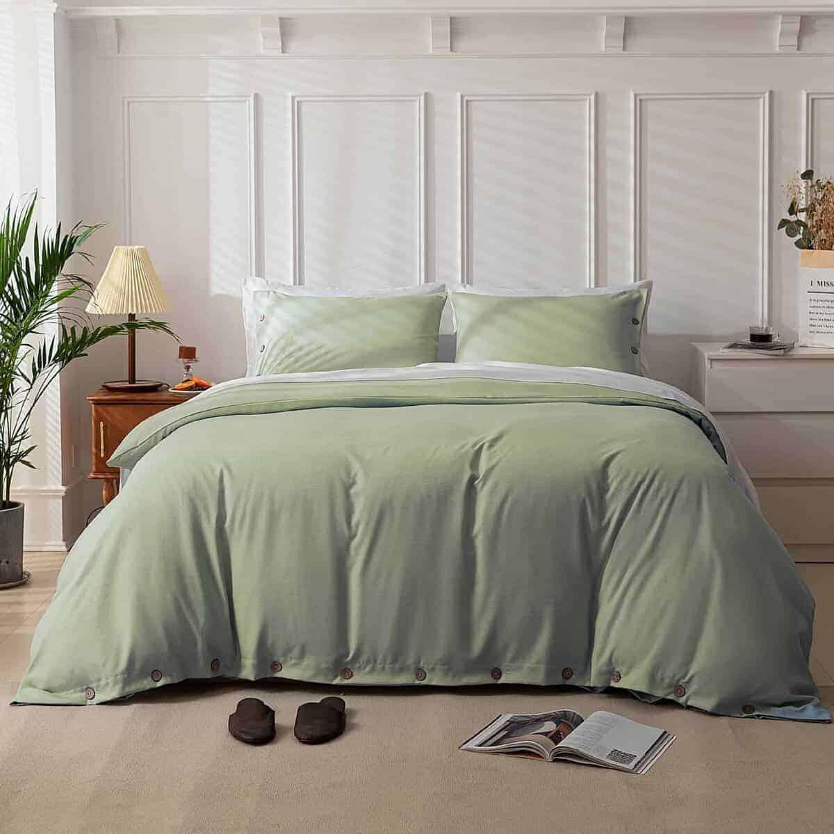 Juego de Funda de Edredón Tamaño Queen con Cierre de Botón