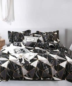 Juego de Funda Nórdica Jumeey Negra para Cama Queen Mármol