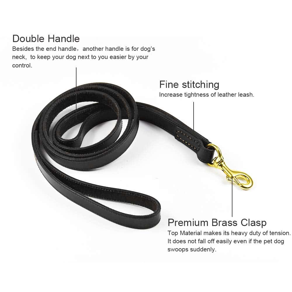 Correa de Cuero PESHOUCO para Perros, Cuero Genuino con 2 - Imagen 5