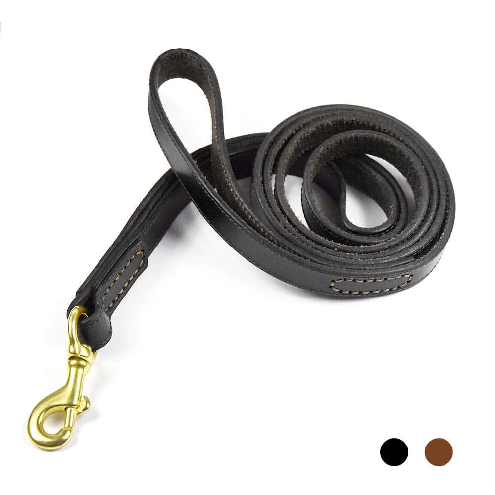 Correa de Cuero PESHOUCO para Perros, Cuero Genuino con 2