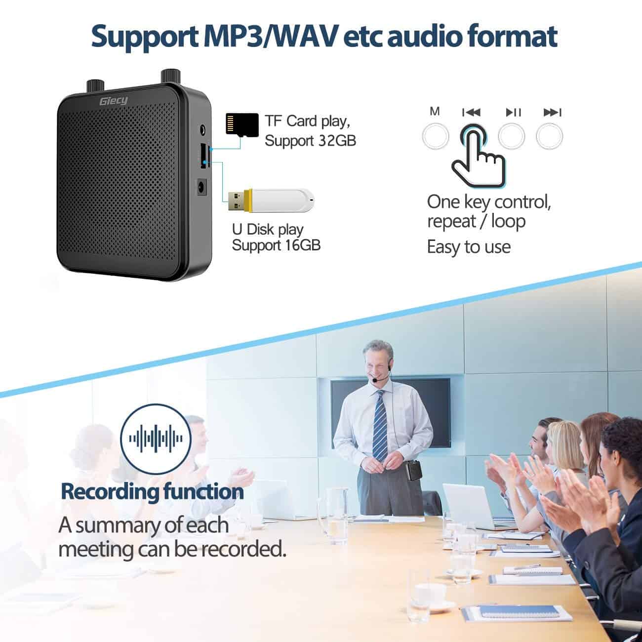 Amplificador de voz portátil Giecy, 30W 2800mAh Bluetooth - Imagen 8