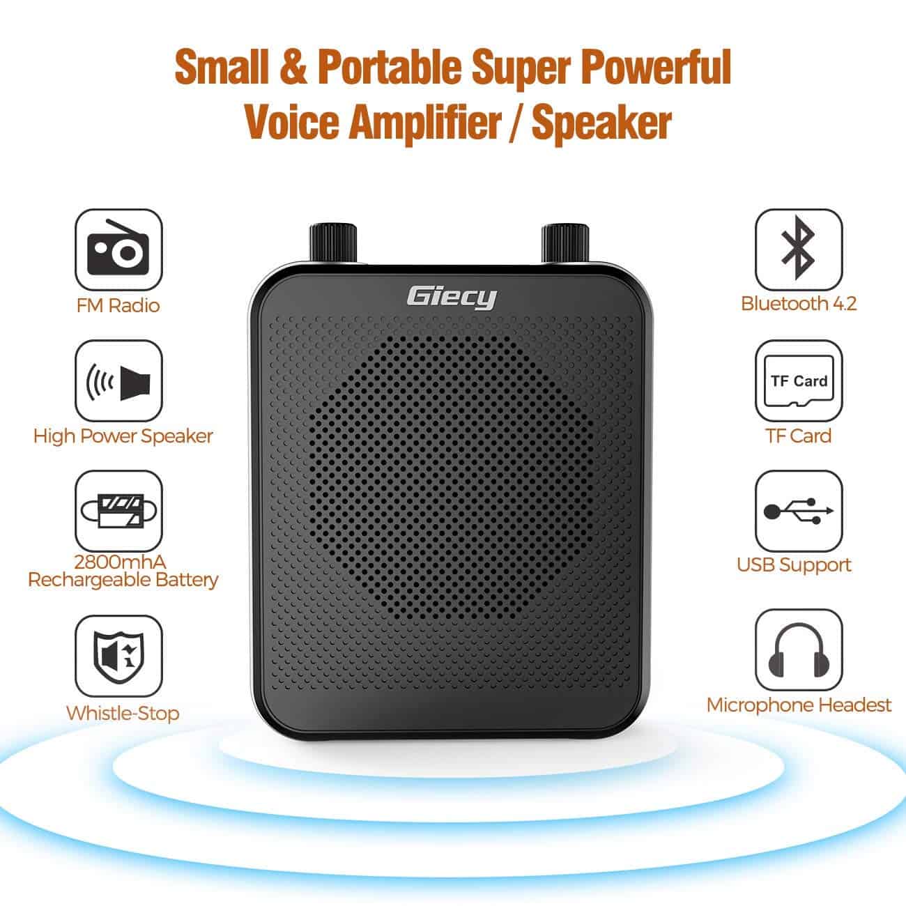 Amplificador de voz portátil Giecy, 30W 2800mAh Bluetooth - Imagen 7