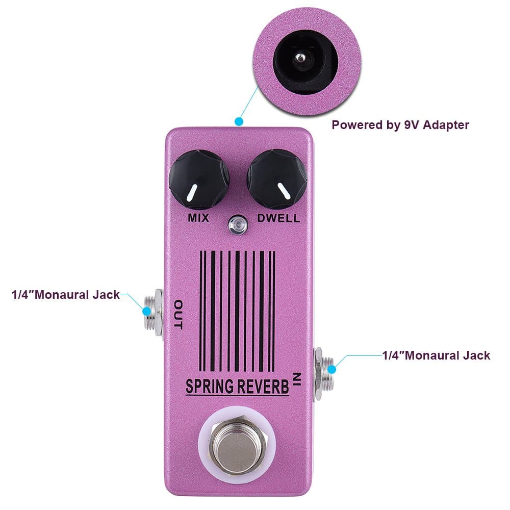 Pedal de Efecto Mini Reverb de Muelle para Guitarra con - Imagen 7