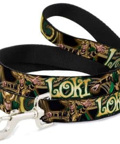 Correa para perro Buckle-Down Loki Poses Negro Oro Verde 6