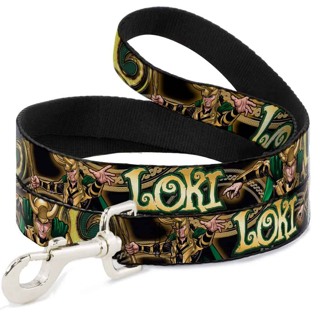 Correa para perro Buckle-Down Loki Poses Negro Oro Verde 6
