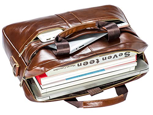 Bolso de mensajero de cuero genuino POKOFO para hombres con - Imagen 6