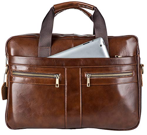 Bolso de mensajero de cuero genuino POKOFO para hombres con - Imagen 5