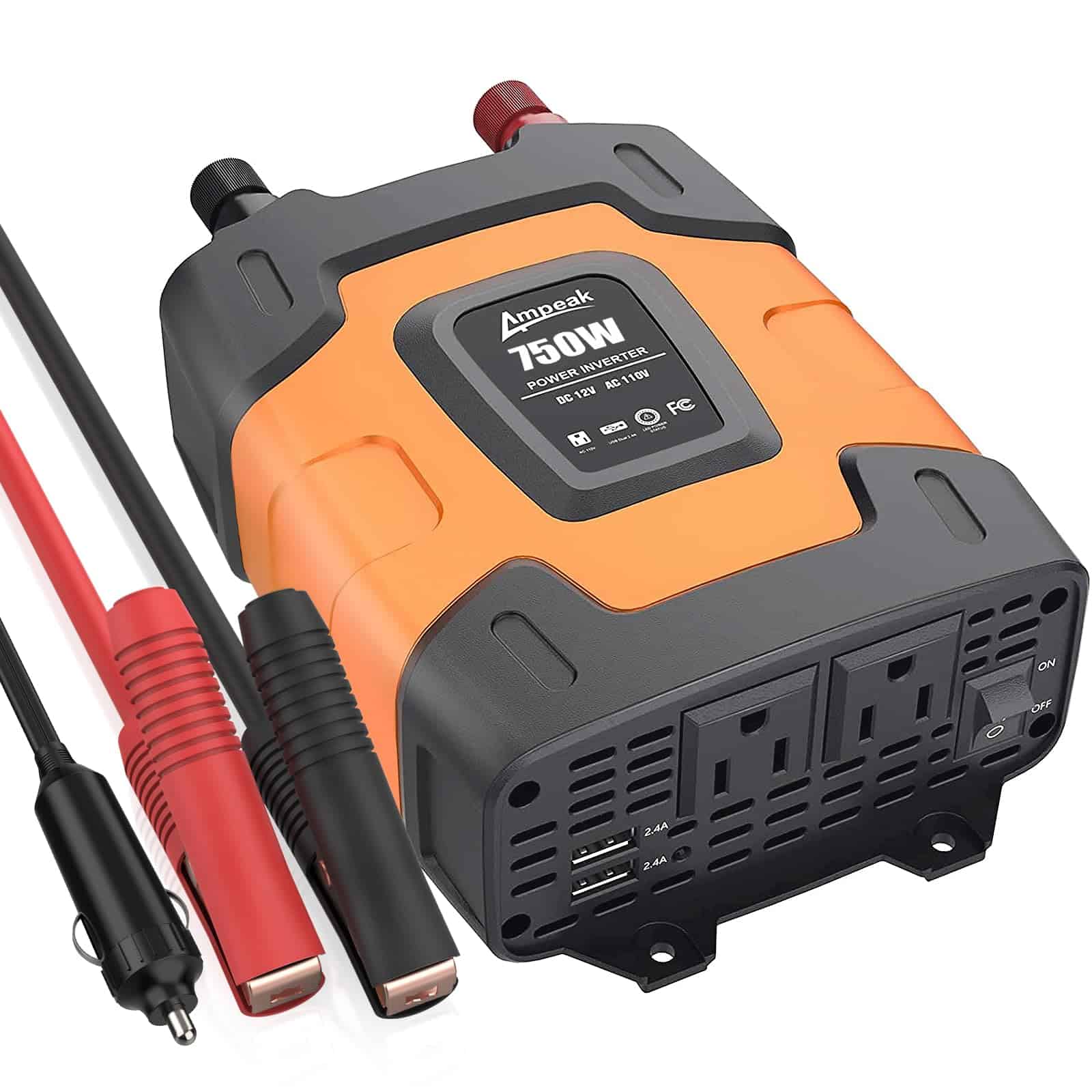 Inversor de Corriente Ampeak 750W 4.8A Doble Puertos USB 2