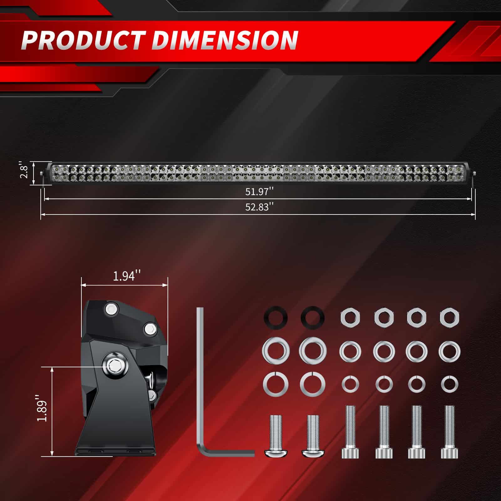 Barra de luz LED de 50 pulgadas, diseño sin tornillos de - Imagen 6