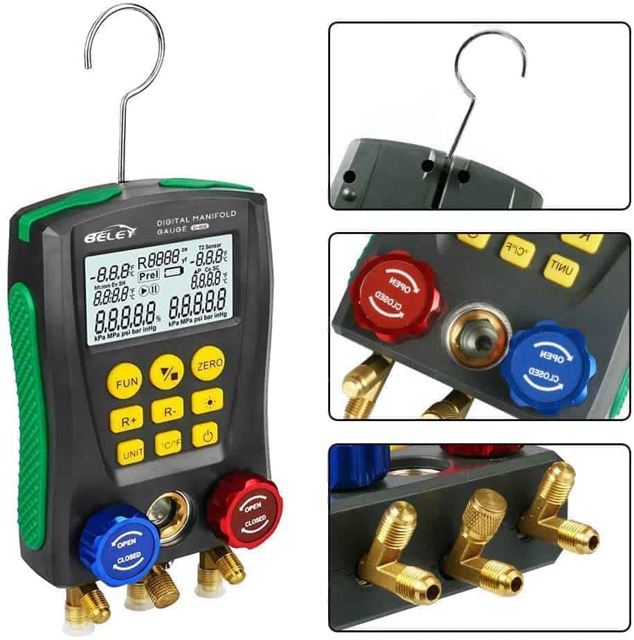 BELEY Refrigeración Digital Manifold HVAC Sistema Juego de - Imagen 4