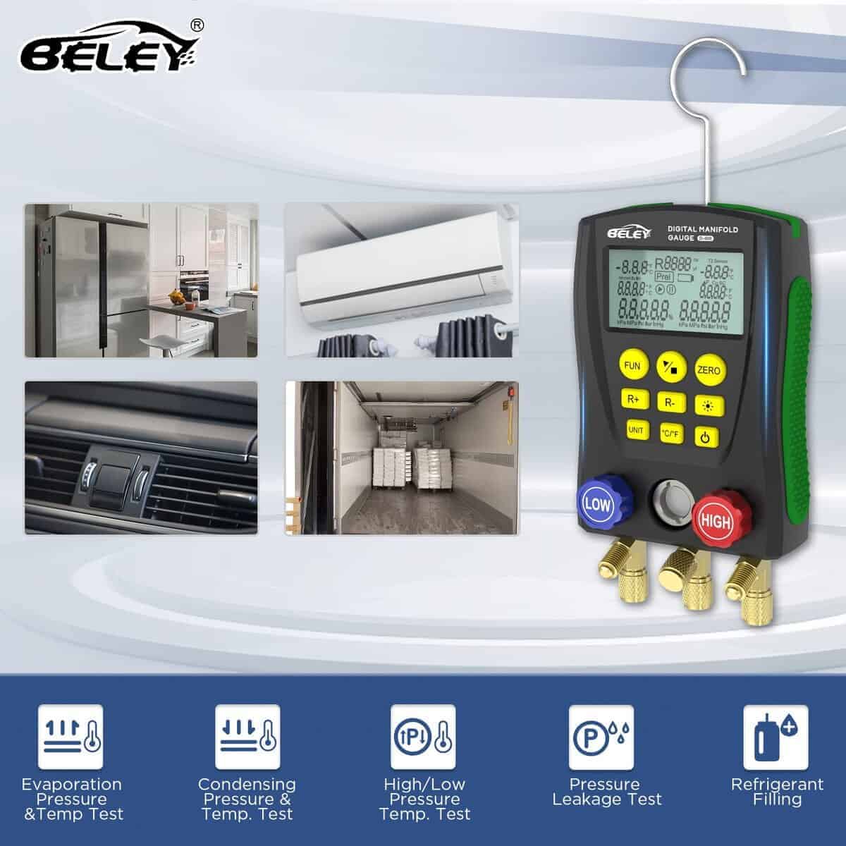 BELEY Refrigeración Digital Manifold HVAC Sistema Juego de - Imagen 6