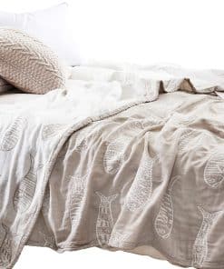 Manta de verano MEJU Fish Gray Muslin para cama, sofá, o