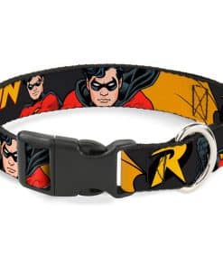 Collar para Perro Broche de Plástico Robin Rojo Negro Poses