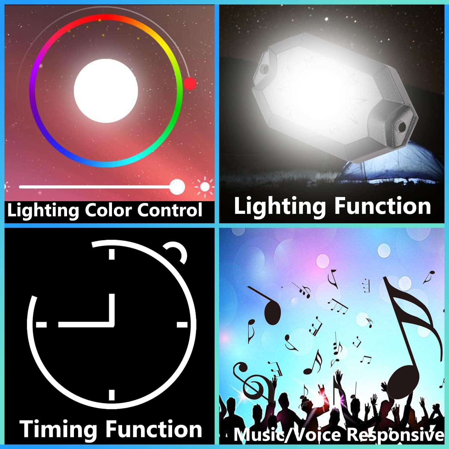 Kit de Luz LED Rock RGB, Moso LED 8 Pods de Luz Neon RGB - Imagen 6