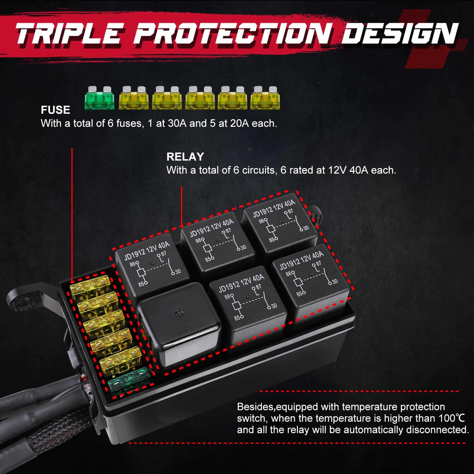 Panel de interruptores de 6 vías, OFFROADTOWN Caja de - Imagen 6