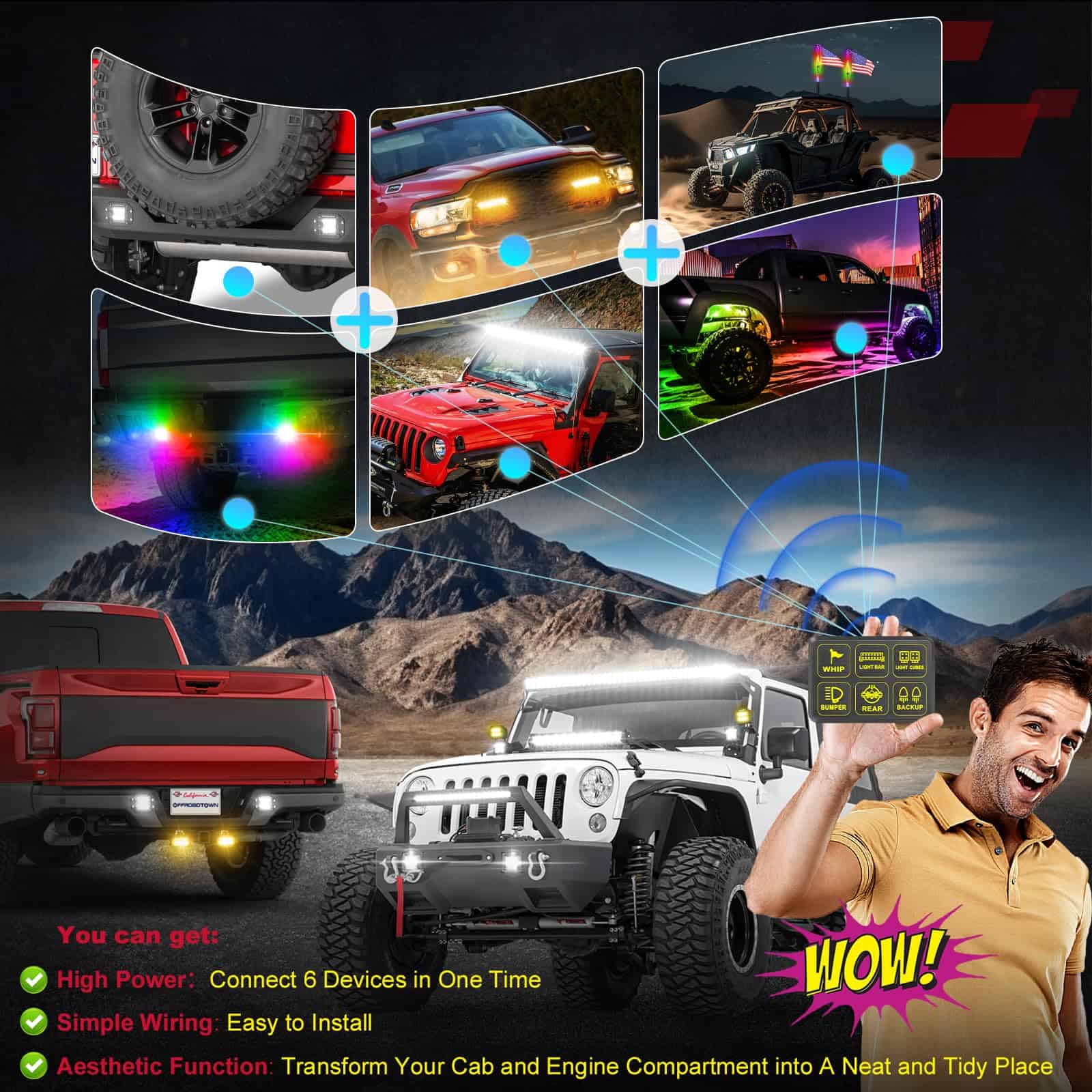 Panel de interruptores de 6 vías, OFFROADTOWN Caja de - Imagen 5