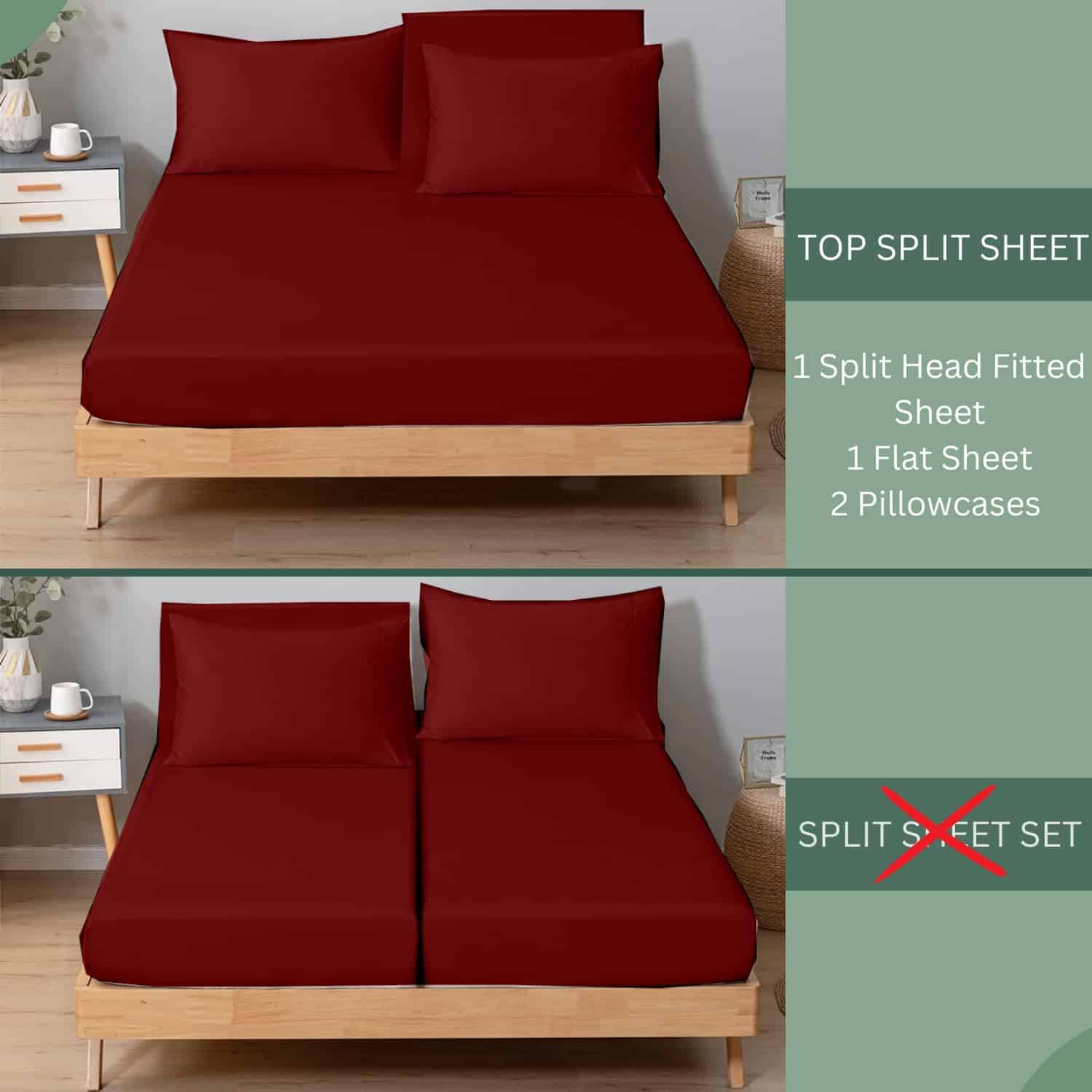 Juego de Sábanas Divididas para Cabecera 4 Piezas 400 Hilos - Imagen 6