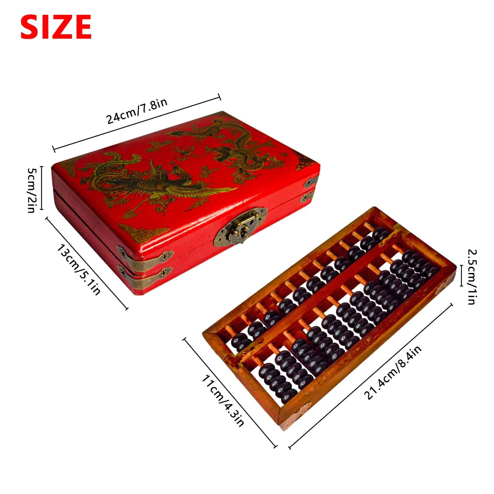 Ábaco Clásico de Madera de 11 Columnas Larcele con Caja de - Imagen 3