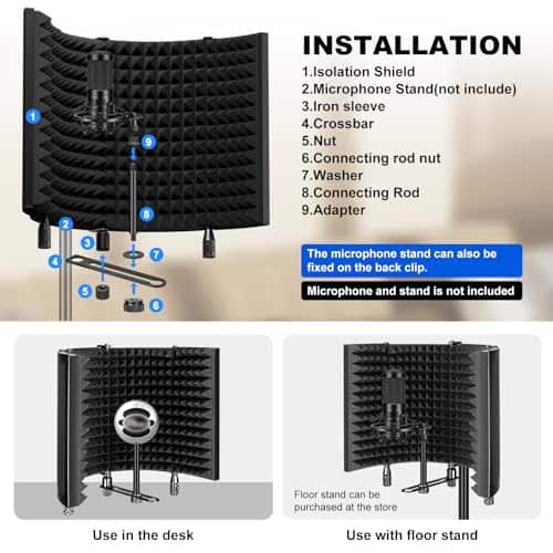 Aokeo Micrófono Aislante de Estudio, Escudo de Aislamiento - Imagen 3