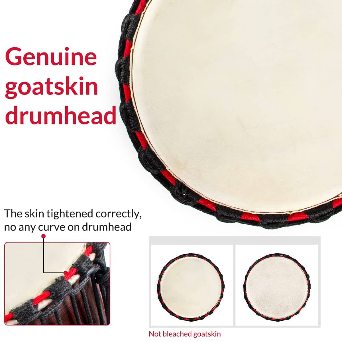 Djembe Tambor AKLOT Tambor Africano Pintado a Mano 9.5'' x - Imagen 5