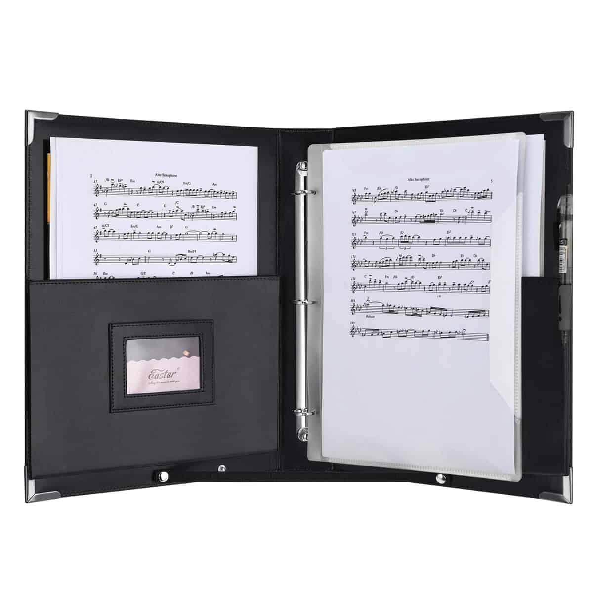 Carpeta de música de cuero Eastar Negro, Binder de 3