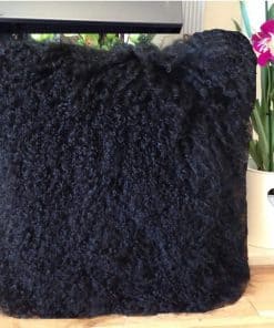 Almohada de Piel de Oveja Mongol Negra Seek4comfortable,