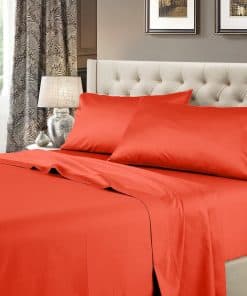 Juego de sábanas sólidas de 600 hilos en color coral tamaño