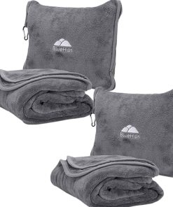 Manta de Viaje Premium BlueHills Pack de 2 en Color Gris