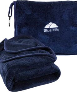 Manta de viaje larga y suave BlueHills Premium -Azul marino
