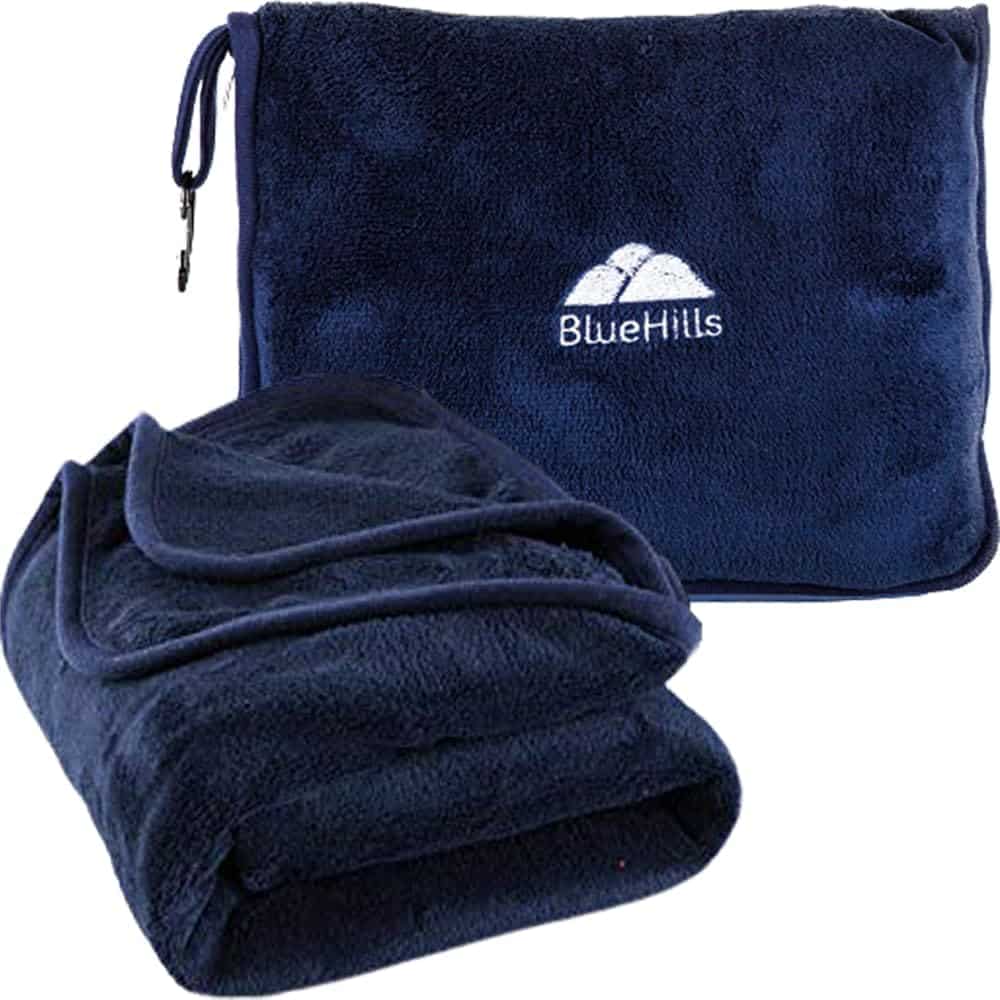 Manta de viaje larga y suave BlueHills Premium -Azul marino