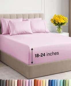 Juego de sábanas extra profundo para cama -Rosa claro