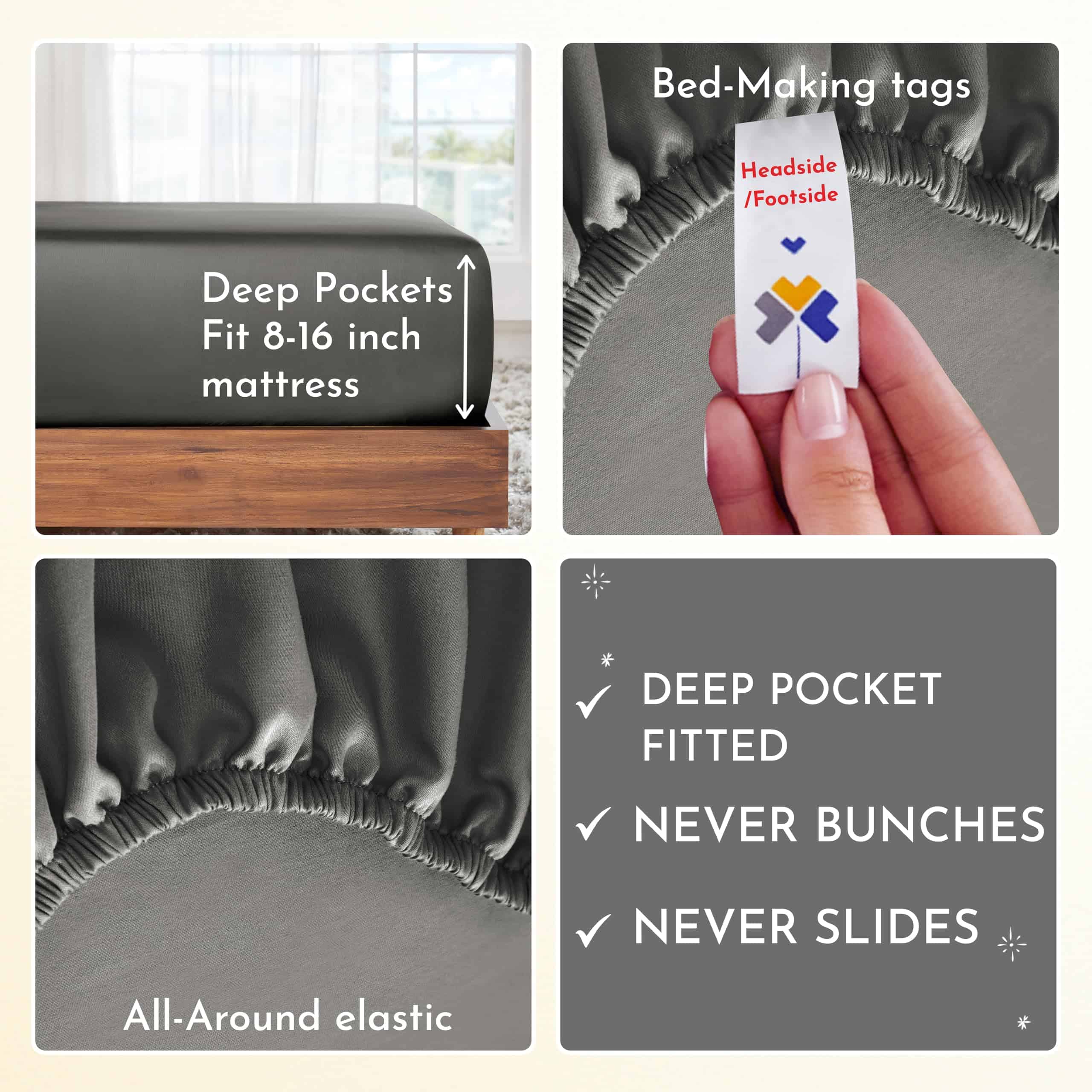 Juego de sábanas 100% algodón California Design Den, 400 - Imagen 5