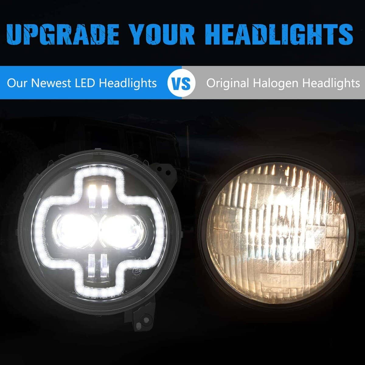 Faros LED de 9 pulgadas BUNKER INDUST con aro DRL, Par de - Imagen 3