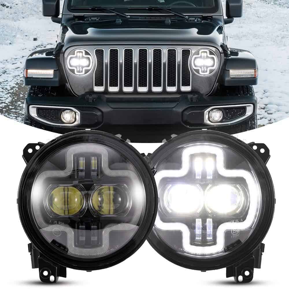 Faros LED de 9 pulgadas BUNKER INDUST con aro DRL, Par de