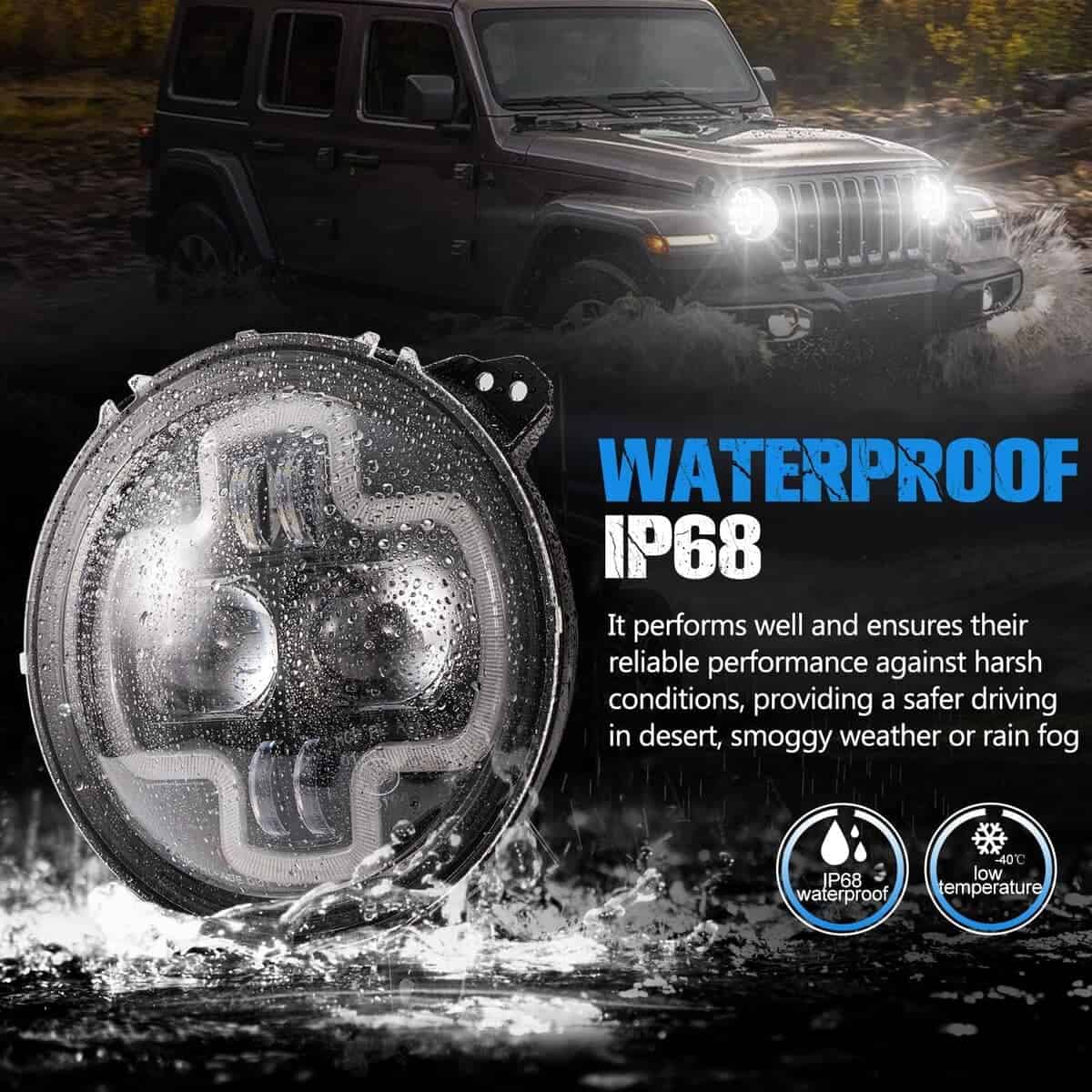 Faros LED de 9 pulgadas BUNKER INDUST con aro DRL, Par de - Imagen 6