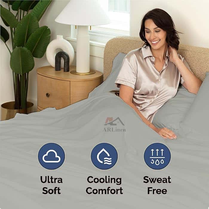 Juego de sábanas ARlinen para cama King tamaño Gris Claro - Imagen 4