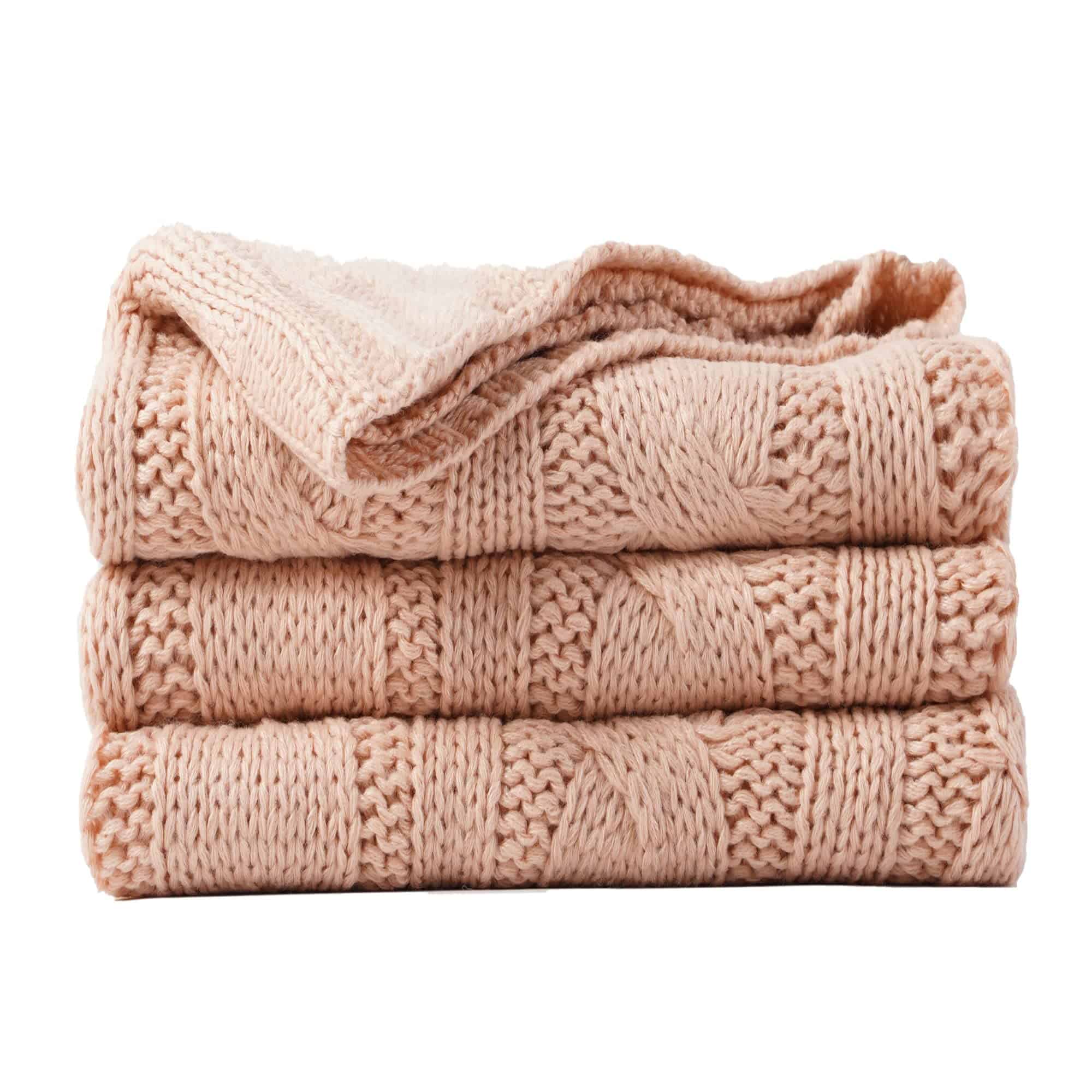 Mantas de Punto de Cable Blush para Sofá Cama, Manta de