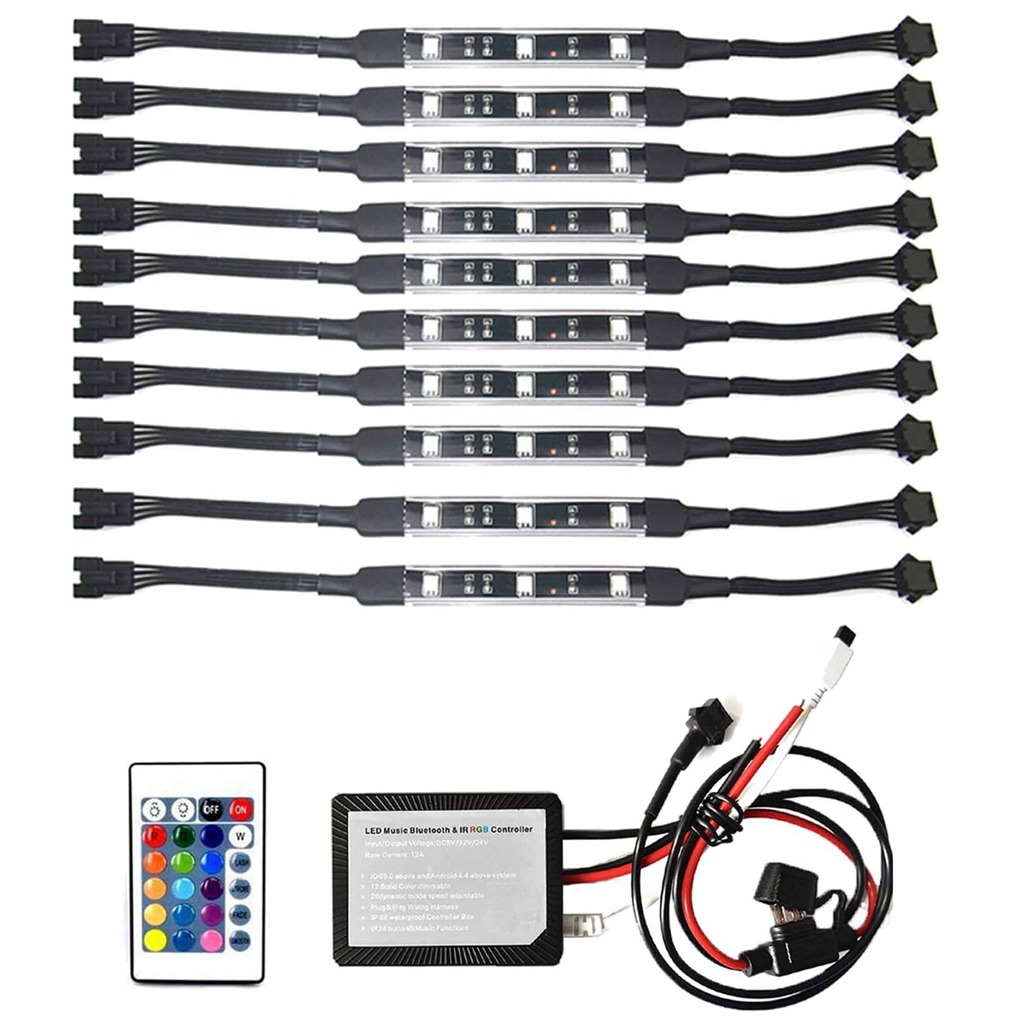 NBWDY 10Pcs Kits de Luces LED para Motocicleta con Control