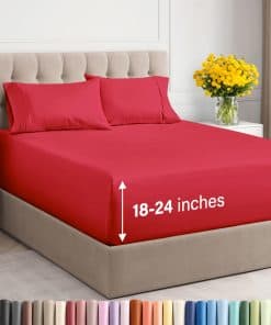 Juego de sábanas extra profundas para cama -Rojo