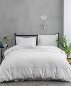 Juego de Funda de Edredón de Lino 3 piezas en Encaje Croché