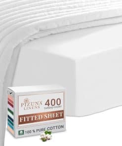 Sábana Ajustable Pizuna 100% Algodón, Queen Blanca, Lujosa
