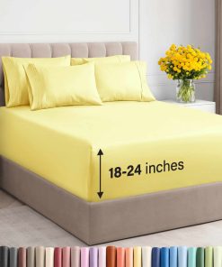 Juego de Sábanas Extra Profundas para Cama -Amarillo