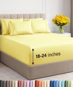 Juego de Sábanas King Extra Profundas - 6 Piezas -Amarillo
