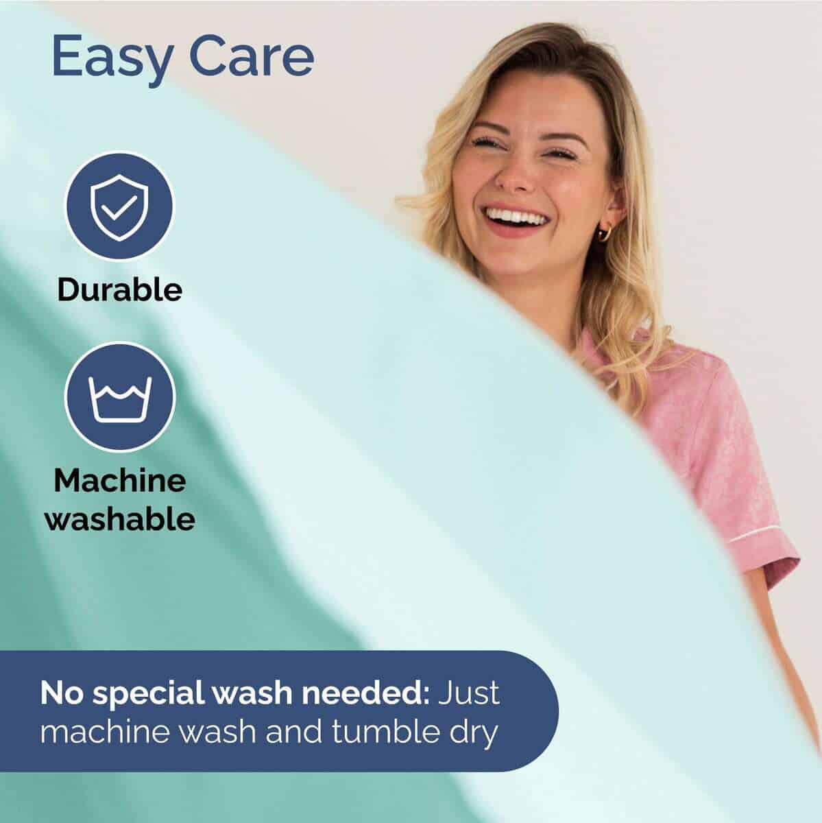 Juego de sábanas Extra Profundas Twin XL - 4 -Azul Spa - Imagen 8