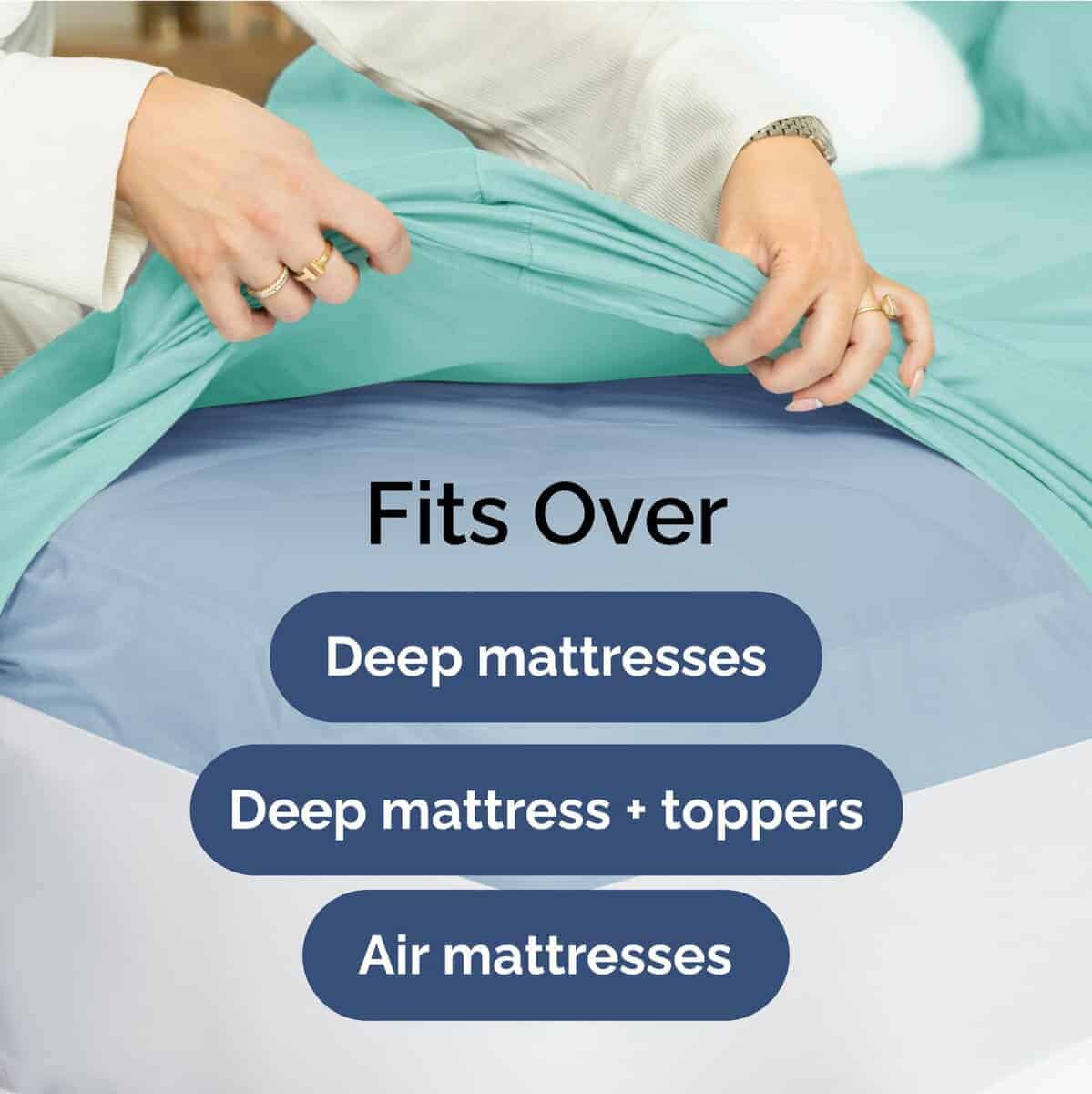 Juego de sábanas Extra Profundas Twin XL - 4 -Azul Spa - Imagen 7