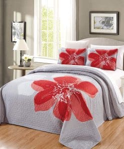 Set de Colcha Reversible Acolchada y Extendida de 3 Piezas