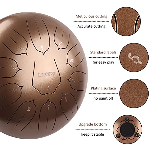 LOMUTY Steel Tongue Drum - 11 Notas 12 pulgadas - - Imagen 5