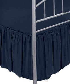 Falda de Cama Azul Marino Sólido con Volantes Completa de