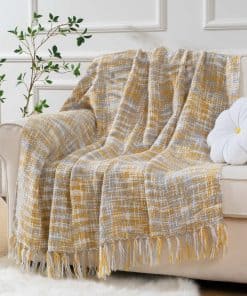 Manta Amarilla BATTILO HOME para Sofá Cama, Manta Mostaza