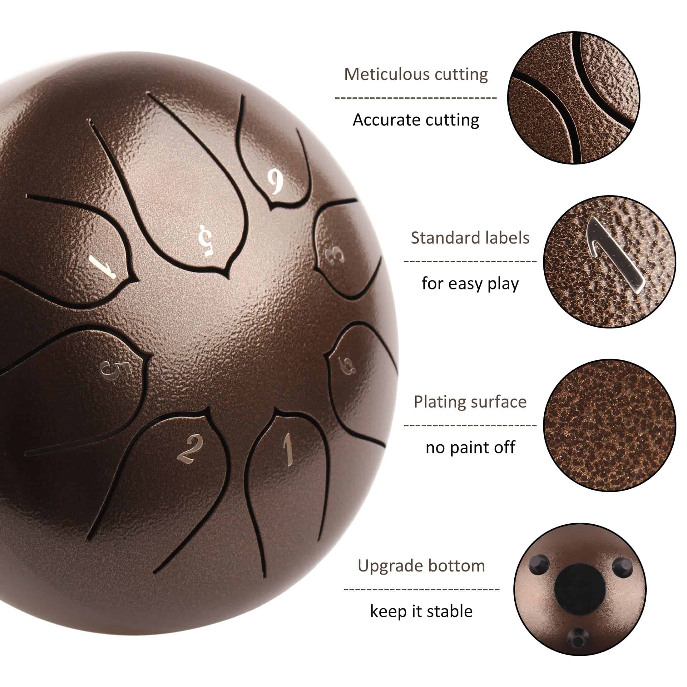 LOMUTY Steel Tongue Drum - 8 Notas 6 Pulgadas - -ara Dedos - Imagen 5